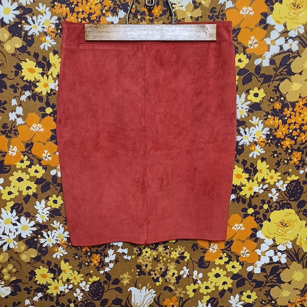 Fun Faux Suede Burnt Rose Short Skirt